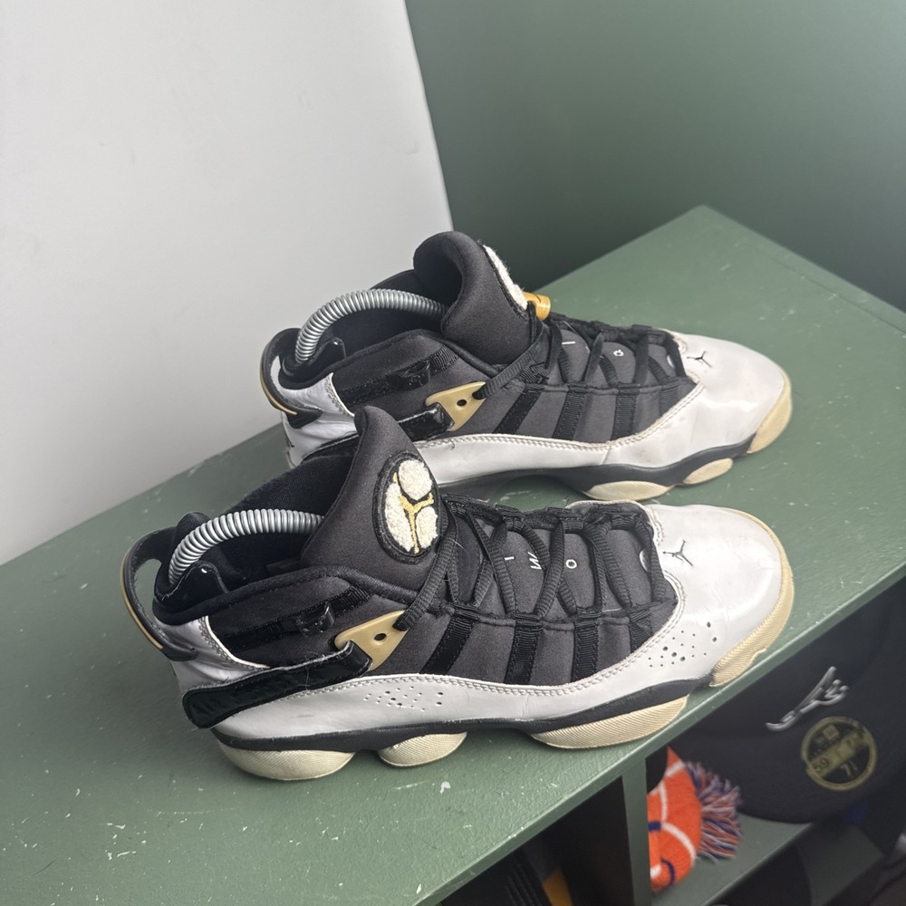 Nike Air Jordan 6 RINGS GS Black White Gold Boys Size 7Y 323399-100 Youth